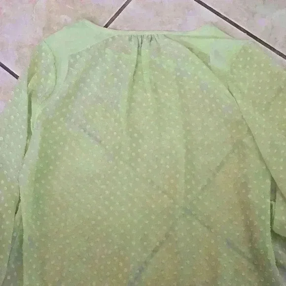 🌻The Limited Polka Dot Sheer Shirt Green/Mint Black - Picture 5 of 5